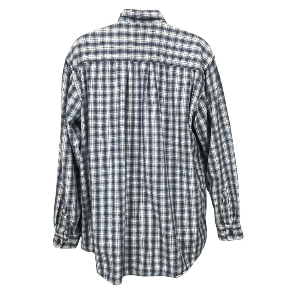 Vintage Levi’s Jeanswear Men’s Large Blue White Plaid Heavy Flannel Shirt Y2K‎